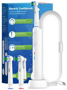 Intelligent Rotating Electric Toothbrush, 3 Modes USB Wireless Charging Rechargeable Smart Rotary Electric Toothbrushes With Timer, Travel Case And 2 Brush Heads, Compatible With OralB Replacement Electric Toothbrush Heads