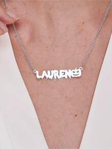 Dây chuyền tên Halloween tùy chỉnh, Trang sức thép không gỉ, Trang sức trang trí Halloween, Dây chuyền tên cá nhân, Dây chuyền bảng tên Gothic có chứa các yếu tố đáng sợ như bí ngô và ma để đeo hàng ngày hoặc những dịp đặc biệt, Quà tặng Halloween cho nam nữ, Quà tặng trang trí ngày lễ cho gia đình và bạn bè, Quà tặng Halloween - Bạc - Xem 11