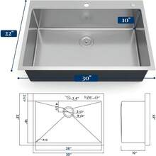 Kitchen Sink,30/33 Inch Undermount Kitchen Sink 16 Gauge Single Bowl Stainless Steel Kitchen Sink With Integrated Ledge And Accessories(Pack Of 5),30"/33"-Workstation Sink - 30inch - View 2