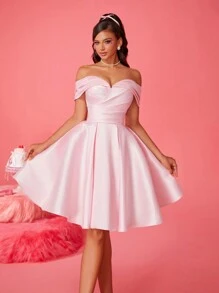 New Off-Shoulder Women Elegant Ball Gown Party Dress, Semi Formal Prom Dress, For Birthday, Wedding Guest, Graduation Homecoming