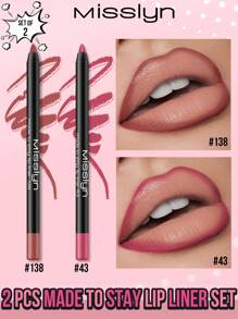 Misslyn Bộ 2 bút kẻ viền môi lâu trôi. Bút kẻ viền môi dạng gel lâu trôi, màu sắc đậm, có thể gọt nhọn, dễ kẻ, tạo hiệu ứng trang điểm tự nhiên, lên màu chuẩn, tạo nên lớp trang điểm môi tự nhiên. - 138+43 - Xem 1