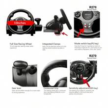 DOYO Gaming Steering Wheel, 270° Xbox Steering Wheel With Pedals, PS4 Steering Wheel, Vibration Feedback, Driving Force Racing Wheel For PC, Xbox 360, Xbox One, Xbox Series X, PS3, Switch, Android - Black - View 6