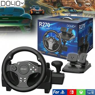 DOYO Gaming Steering Wheel, 270° Xbox Steering Wheel With Pedals, PS4 Steering Wheel, Vibration Feedback, Driving Force Racing Wheel For PC, Xbox 360, Xbox One, Xbox Series X, PS3, Switch, Android