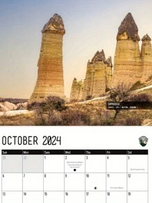 2024 Landscape Wall Calendar, Tour Series, National Holidays Highlights, Full Page World Scenery Monthly Grid Planning