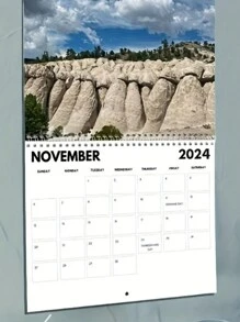 2024 Landscape Wall Calendar, Tour Series, National Holidays Highlights, Full Page World Scenery Monthly Grid Planning