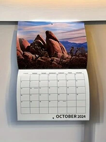 2024 Landscape Wall Calendar, Tour Series, National Holidays Highlights, Full Page World Scenery Monthly Grid Planning