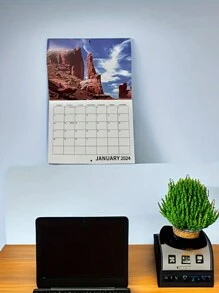 2024 Landscape Wall Calendar, Tour Series, National Holidays Highlights, Full Page World Scenery Monthly Grid Planning