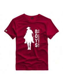 Custom Printed T-Shirt 100% Cotton Country T-Shirt - 144 - 紫紅色 - 查看 2