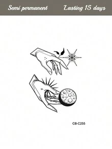 1 miếng dán hình xăm tạm thời hình nước ép thảo dược, họa tiết độc đáo, chống thấm nước 7-14 ngày, hình xăm tạm thời dán trên da, tai, vai, cổ, xương quai xanh. - Màu xanh lam - Xem 5