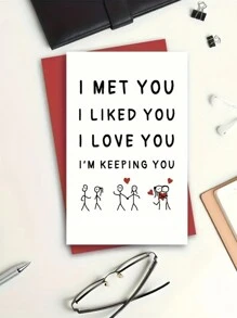 1PC Thiệp chúc mừng "Anh thích em, yêu em, giữ em" cho ngày kỷ niệm và lễ kỷ niệm tình yêu, thích hợp để tặng cho người thân yêu, người yêu và đối tác, Thiệp chúc mừng ngày lễ tình nhân (kèm theo phong bì màu ngẫu nhiên) - Nhiều màu - Xem 5