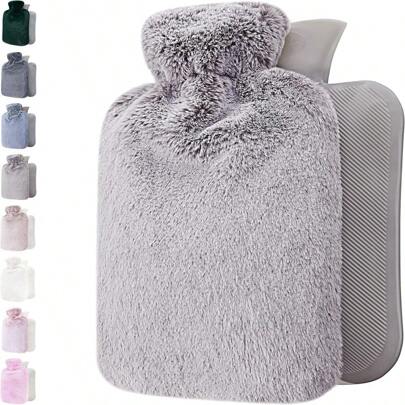 2L Large Hot Water Bottle With Soft Cover - Classic Hot Water Bag For Pain Relief, Neck And Shoulder, Warming Feet, Menstrual Cramps, Hot & Cold Therapy - Great Gift - Light Grey
