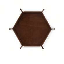 1pc PU Leather Folding Storage Tray, Hexagonal Dice Tray, Dice Holder Storage Box, Plain Desktop Storage Basket For Dice Games, Adult Party Games Suitable For Halloween/Christmas/Thanksgiving - Multicolor - View 15
