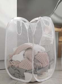 1pc Cesto de roupa dobrável, cesto de malha para armazenamento de roupas sujas