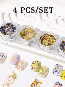 1/3/4/6盒装Y2K彩色亮片、Bh Bay亮片、贝壳亮片、美甲亮片、彩色亮片、金箔装饰和水钻配件、DIY美甲饰品、美甲宝石、美甲用品、美甲装饰品、圣诞美甲、法式美甲、情人节美甲用品 - 彩色 - 查看 9