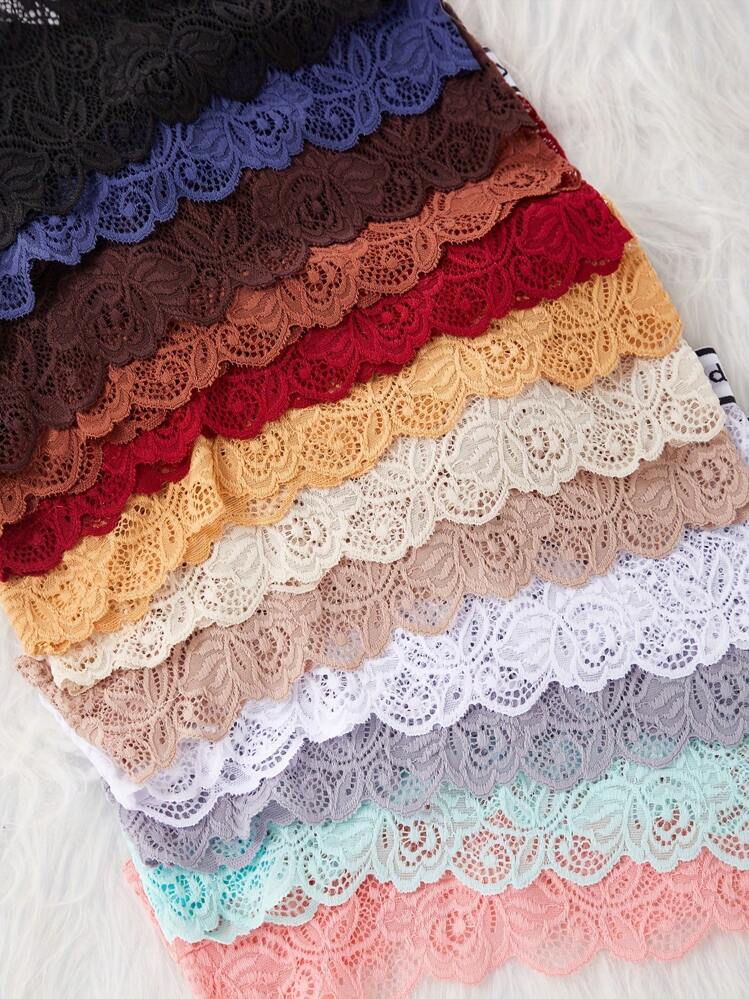 12pcs Women Lace Trim Letter Band Sexy Briefs - Multicolor - View 5