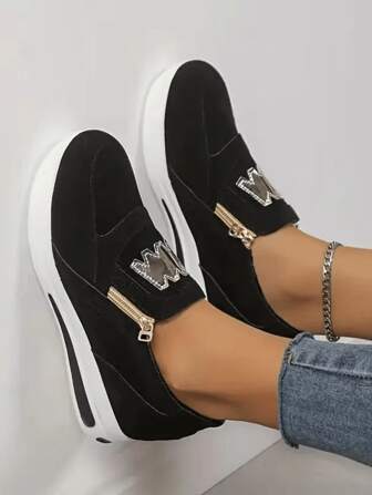 Nuove Scarpe da Ginnastica Plus Size Cross-Border, Scarpe Sportive Casual con Cerniera Laterale e Suola Piatta