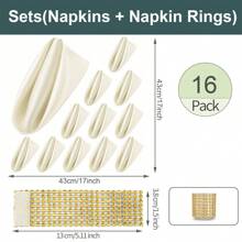8/16/24pcs Disposable Napkins, Bulk Wedding Napkins, Elegant Square Dining Table Napkins, Satin Finish Napkins, Suitable For Restaurants, Banquets, Graduation Parties (43*43cm/17*17in), Back To School Season - Ivory White - View 11