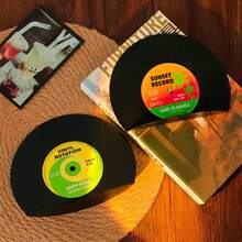 复古黑胶唱片书挡 - 复古音乐主题装饰书架，坚固的黑色黑胶唱片书架，适合家庭办公室装饰，是音乐爱好者的完美礼物 - 彩色 - 查看 8