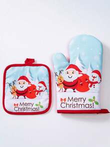 1 套圣诞微波炉/烤箱耐热手套和加热垫圣诞装饰品圣诞装饰圣诞礼物圣诞派对用品 - 彩色 - 查看 10