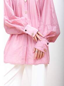 Bluzka damska z rękawem do łokcia, wyjątkowy design, słodka elegancja, wysokiej jakości koszula - Wrzosowy - Zobacz 8