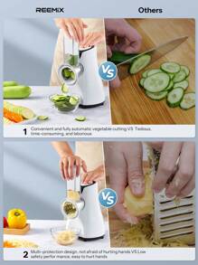 Electric Cheese Grater, Reemix 5 Multi Blade Cheese Shredder Salad Maker For Home Kitchen Use, Detachable Vegetable Slicer Electric Grater For Cheese, Vegetables, Fruits - US A Type Plug(110-127V) - View 5