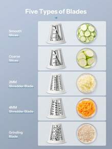 Electric Cheese Grater, Reemix 5 Multi Blade Cheese Shredder Salad Maker For Home Kitchen Use, Detachable Vegetable Slicer Electric Grater For Cheese, Vegetables, Fruits - US A Type Plug(110-127V) - View 3