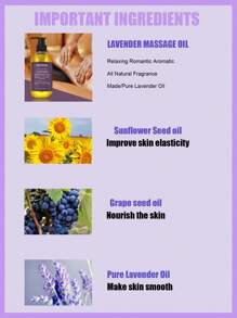 MOOYAM 236毫升纯蒸馏薰衣草精油 - 舒缓按摩油，稀释精油液体基底 - 滋润柔嫩肌肤、唇部、身体和头发 - 金色 - 查看 3