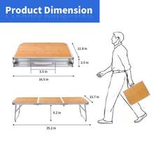 Moosinily Moosinily Small Camping Table 3FT Folding Picnic Table Foldable Low Camp Table Portable Short Aluminum Outdoor Floor Short Beach BBQ Black White Yellow 35.2*15.7 Inch