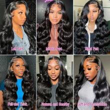 42 Inch 200% Density Body Wave Lace Front Wig Human Hair HD Lace Frontal 13x4 Pre Plucked With Baby Hair For Women Natural Black Body Wave 13x4 Lace Front Closure Wig Preplucked