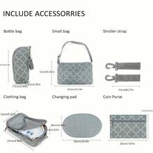 7件套多功能妈妈包、旅行包、手提包、大容量单肩包/手提包 - 寶藍色 - 查看 5