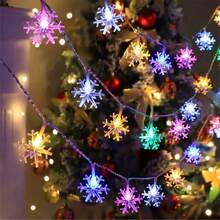 1 pezzo Luce a stringa a LED a forma di fiocco di neve per Natale, luce notturna per cameretta bambini, decorazione per feste, ornamenti natalizi, accessori per vacanze, forniture per feste di compleanno, decorazione per la casa, decorazione per scene, alimentata a batteria (non inclusa) - Multicolore - Visualizzare 9