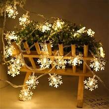 1 pezzo Luce a stringa a LED a forma di fiocco di neve per Natale, luce notturna per cameretta bambini, decorazione per feste, ornamenti natalizi, accessori per vacanze, forniture per feste di compleanno, decorazione per la casa, decorazione per scene, alimentata a batteria (non inclusa) - Multicolore - Visualizzare 8