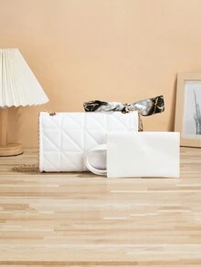 2pcs/Set Women's Rhombus Simple Fashion Square Handbags - White - View 4