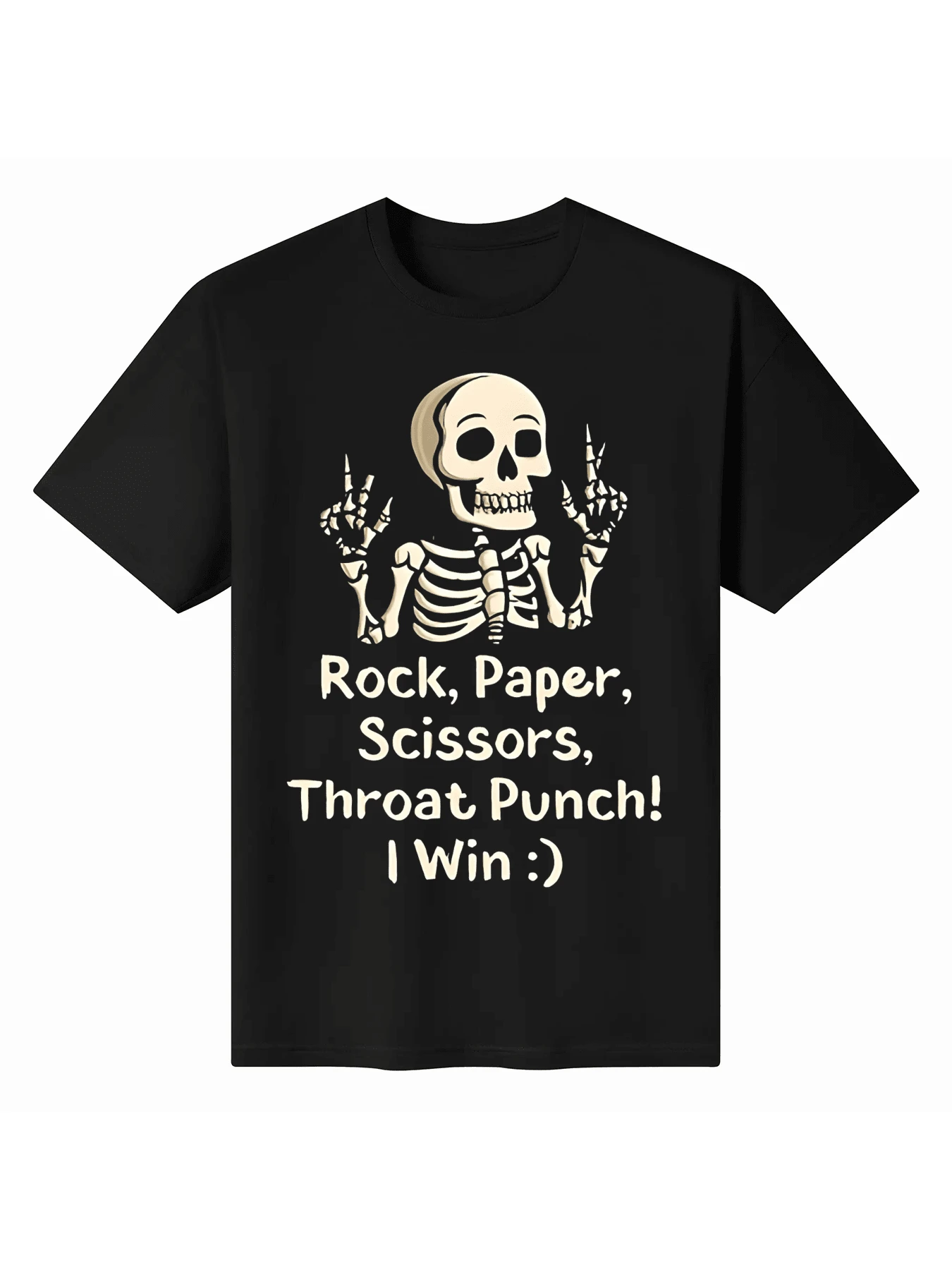 Rock Paper Scissors Throat Punch Win Shirt -Funny Game Shirt - Black - View 1