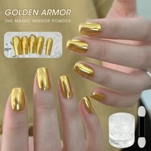 Gel làm móng tay Golden Press-On Nails Magic Mirror Powder Nail Art Mirror Powder Rubbing Powder Magic Mirror Powder (1g) (Màu đặc) - Màu vàng - Xem 2