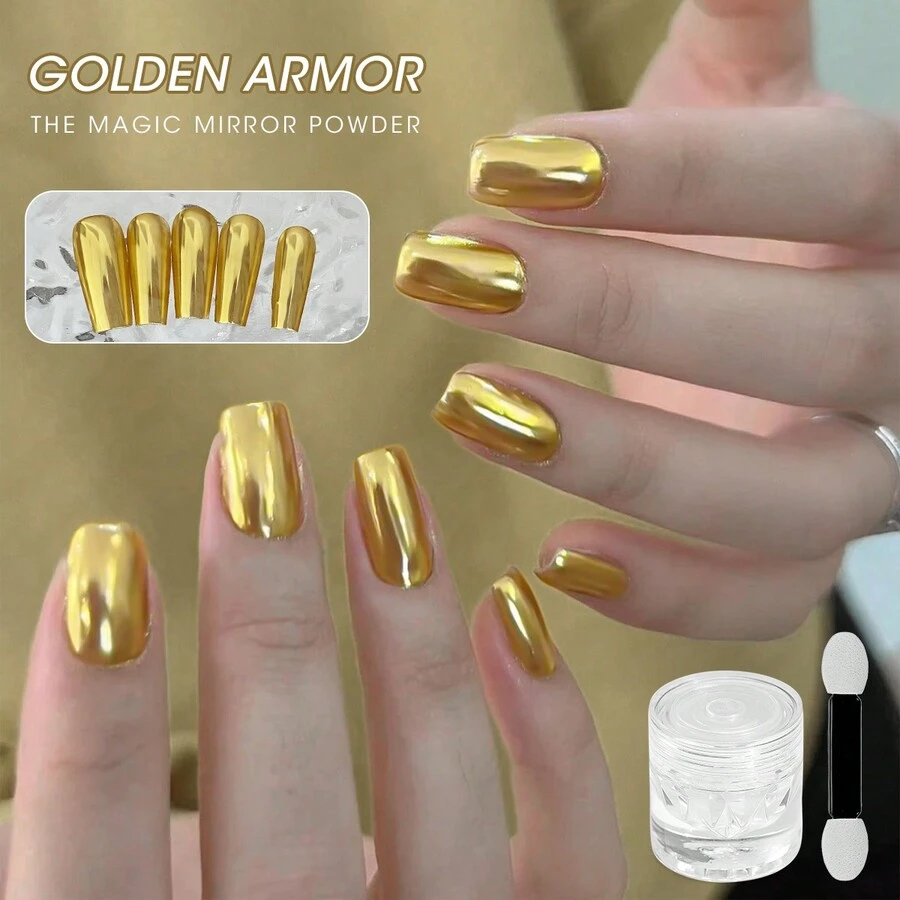 Gel làm móng tay Golden Press-On Nails Magic Mirror Powder Nail Art Mirror Powder Rubbing Powder Magic Mirror Powder (1g) (Màu đặc)