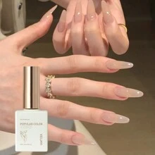 1瓶15毫升裸色冰透凝胶指甲油，15毫升可卸闪粉凝胶指甲油，四季皆宜 - 家用美甲沙龙DIY美甲 - 裸粉色 - 查看 4