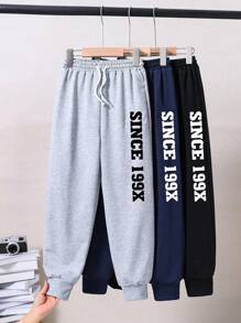 3pcs/Set Tween Boys' Letter Print Active Pants - Multicolor - View 1