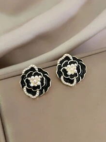 5 件/套方形珍珠耳钉，时尚小众女士珍珠首饰套装 - 彩色 - 查看 2