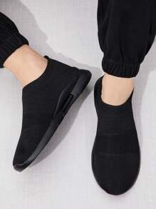 Giày lười nam Giày thể thao thường ngày Giày đế bằng nhẹ Giày tập gym cho nam Giày lười nam - màu đen - Xem 3