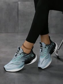 2025 Autumn Women's Extra Large Size 36-45 Lightweight Breathable Sports Shoes Shock Absorbing Running Sneakers, White Lace Up - Mint Blue - View 5