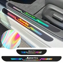 4pcs Universal Car Door Sill Protector, Colorful Laser Scuff Plates - one-size - View 1
