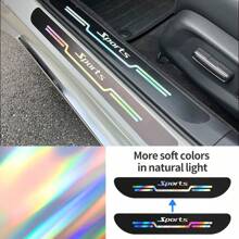 4pcs Universal Car Door Sill Protector, Colorful Laser Scuff Plates - one-size - View 4