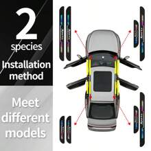 4pcs Universal Car Door Sill Protector, Colorful Laser Scuff Plates - one-size - View 2