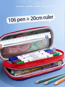 Hộp đựng bút chì 3D Macaron Color Hot, họa tiết hoạt hình hai lớp dành cho học sinh trung học và tiểu học, dung tích lớn, phù hợp cho cả bé trai và bé gái, hộp đựng đồ dùng văn phòng phẩm di động dễ thương - Một cỡ - Xem 4