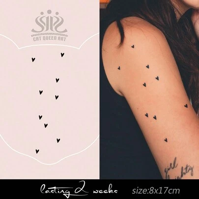 Herbal Juice Tattoo, Semi-Permanent Minimalist Small Heart Design, Party/Festival Gift, Music Festival Minimalist Tattoo, Lasting 7-14 Days, Non-Reflective Tattoo For Arm, Wrist, Chest, Back, Leg, Finger, Shoulder, Neck, Collarbone, 1 Piece