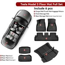 2024 Model 3 Floor Mat With Door Sill Protector 6PCS Full Cover For Tesla, Trunk Mats, And Luggage Racks. The Tesla Floor Mat Set Is Suitable For (Model 3)3D Cutting, Dirt Resistant, Wear-Resistant - 6 件裝 - 查看 2