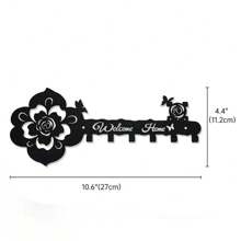 1 szt. Mała czarna półka ścienna na klucze do przedpokoju, z ciepłym napisem "Witamy w domu", jest również praktycznym wieszakiem na klucze. To doskonały wieszak ścienny do salonu i dekoracji domu, dodający wyjątkowego uroku Twojej przestrzeni. Prosty design i wysokiej jakości materiały świadczą o jakości. Niezależnie od tego, czy znajduje się przy wejściu, czy w narożniku, może idealnie wpasować się i stworzyć ciepłą atmosferę. - Czarne - Zobacz 4