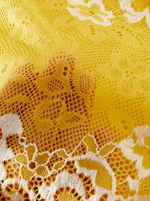 Women's Lace Bow Decorated Sexy Lingerie Set, Rave - Yellow - View 5