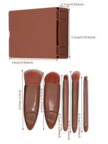 Travel Size Makeup Brushes Mini Set With Hard Case And Built-In Mirror, 5Pcs Small Cosmetic Brushes, On The Go Brush Travel Essentials Kits For Women, Girls Gift,Brush Set,Makeup Brush Kit,Make Up Brush Set,Make Up Set Complete,Makeup Brush Set,Complete Makeup Kit,Brush Kit,Brushes Makeup Set,Makeup Gift Set - Pink - View 5